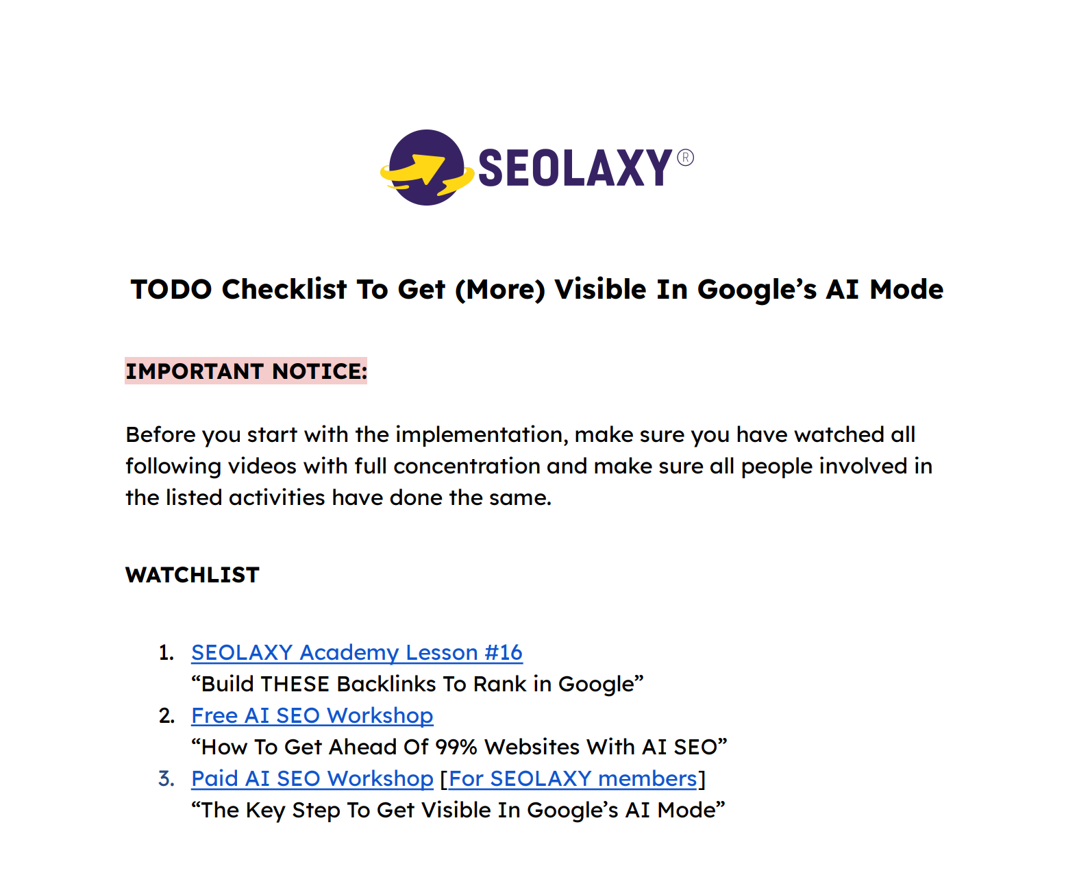 TODO Checklist To Get (More) Visible In Google's AI Mode