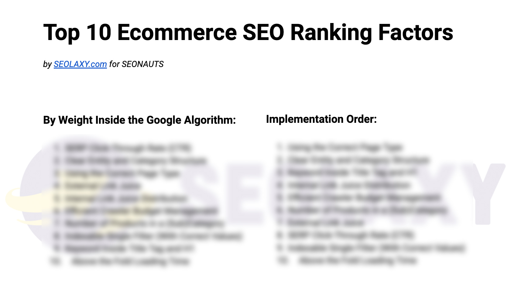 Top 10 Ranking Factors